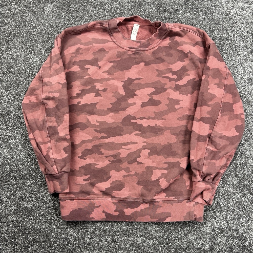 Lululemon‎ Perfectly Oversized Crew Sweatshirt Size 0 Pink Camo Briar Rose Multi